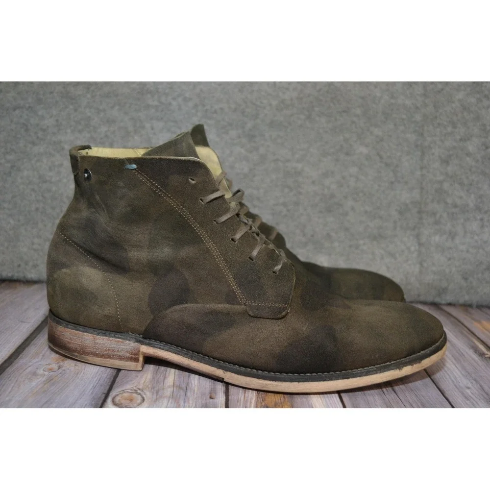 Diesel Boots Mens Size 10 Green Suede Camouflage Chukka Lace Up Ankle Made Italy